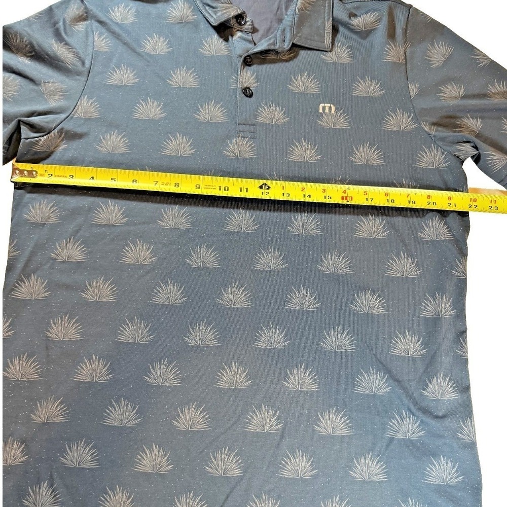 TravisMathew Polo Shirt Mens L Blue Agave Print Short Sleeve Performance EUC - Picture 8 of 9